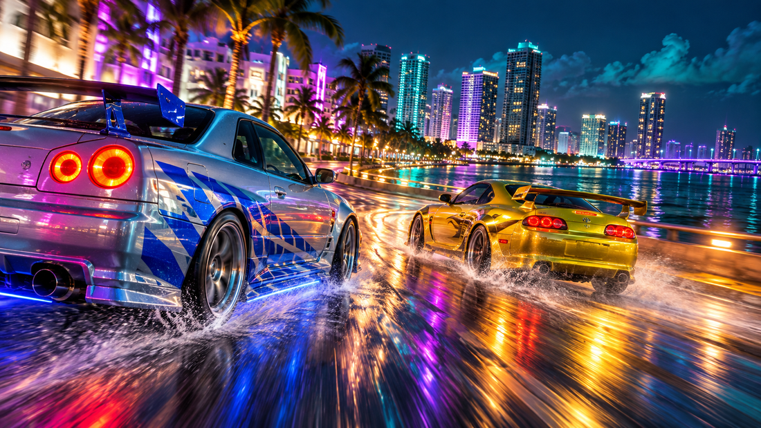 Original editorial illustration for 2 Fast 2 Furious (2003) Slept-On Cinema review
