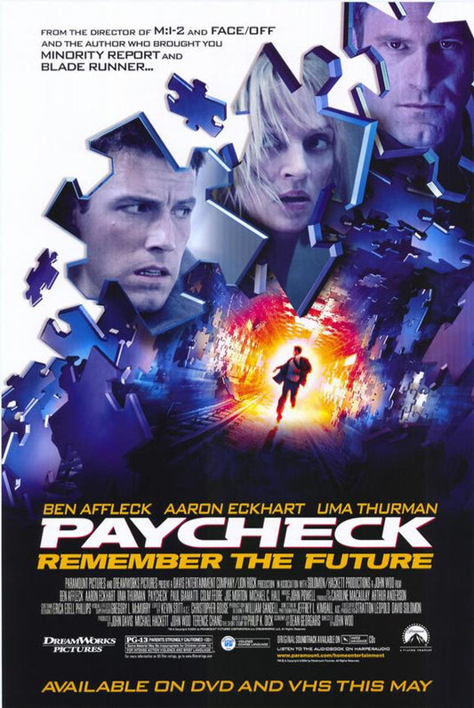 Slept-On Cinema artwork for Paycheck (2003), John Woo’s science-fiction thriller