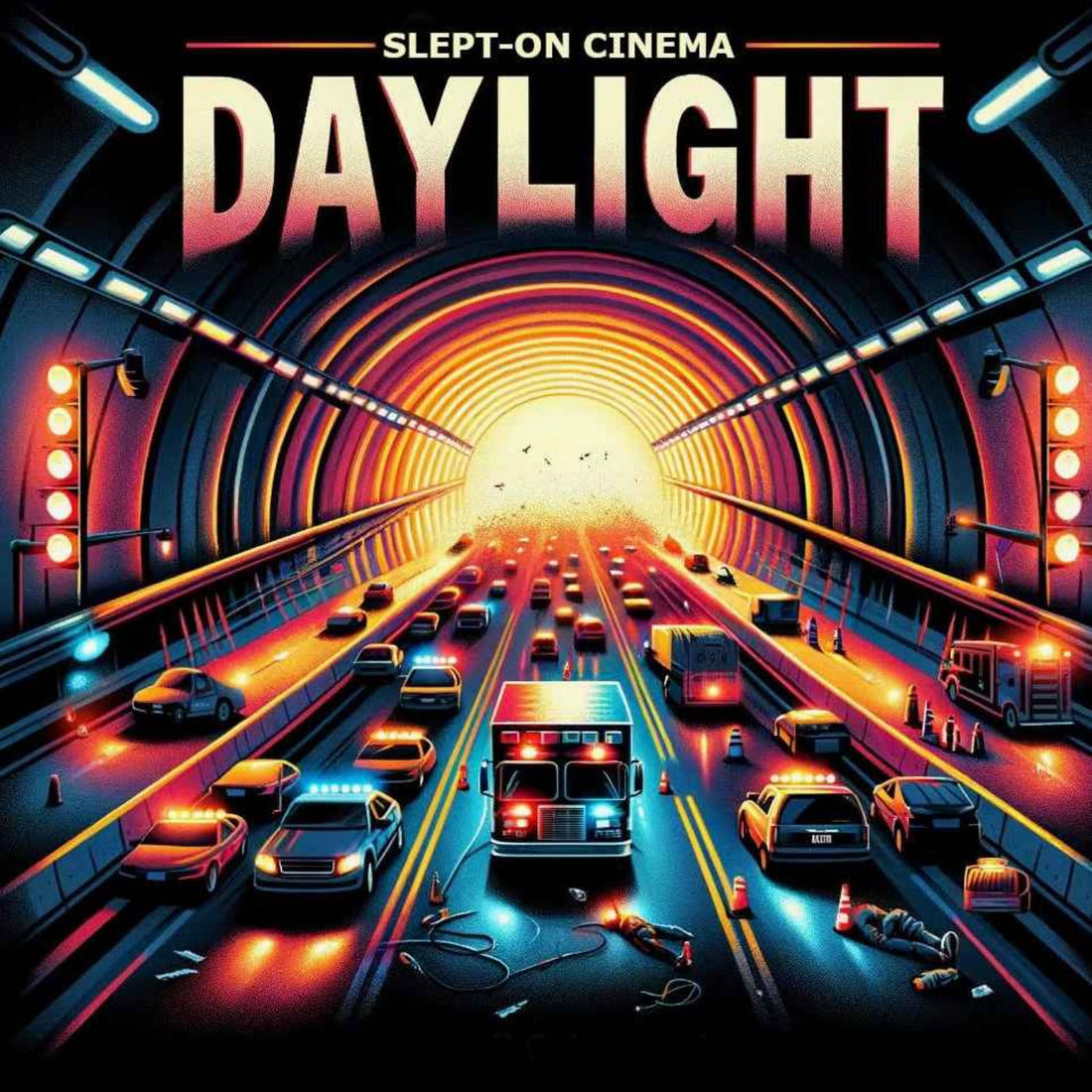 Slept-On Cinema Daylight (1996) episode artwork showing traffic in a tunnel