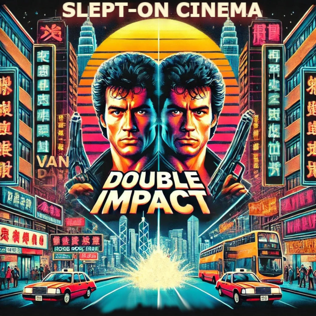 Slept-On Cinema episode artwork for Double Impact (1991) movie review