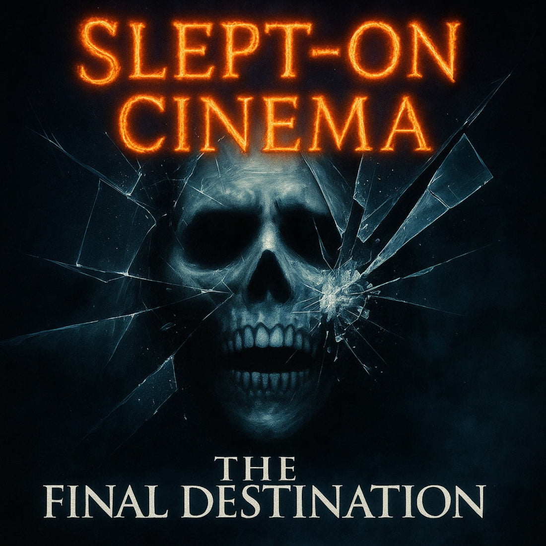 Slept-On Cinema The Final Destination (2009) artwork with a skull behind shattered glass