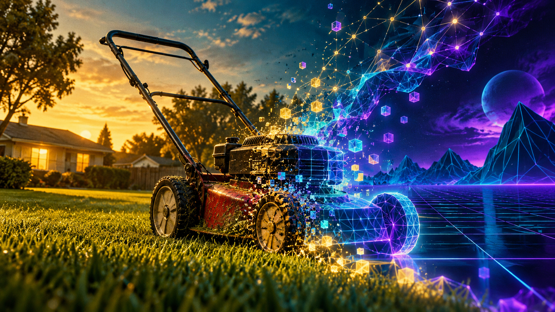 Original editorial illustration for The Lawnmower Man (1992) Slept-On Cinema review