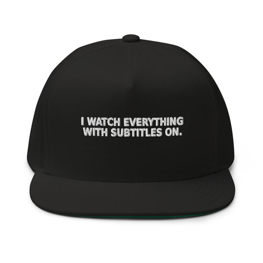 Subtitles On Hat — Slept-On Cinema, black garment, product view 1