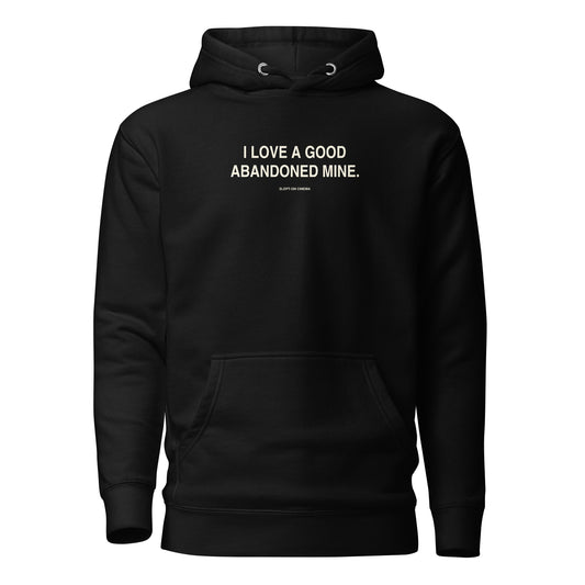 Abandoned Mine Hoodie — Slept-On Cinema, black garment, product view 1