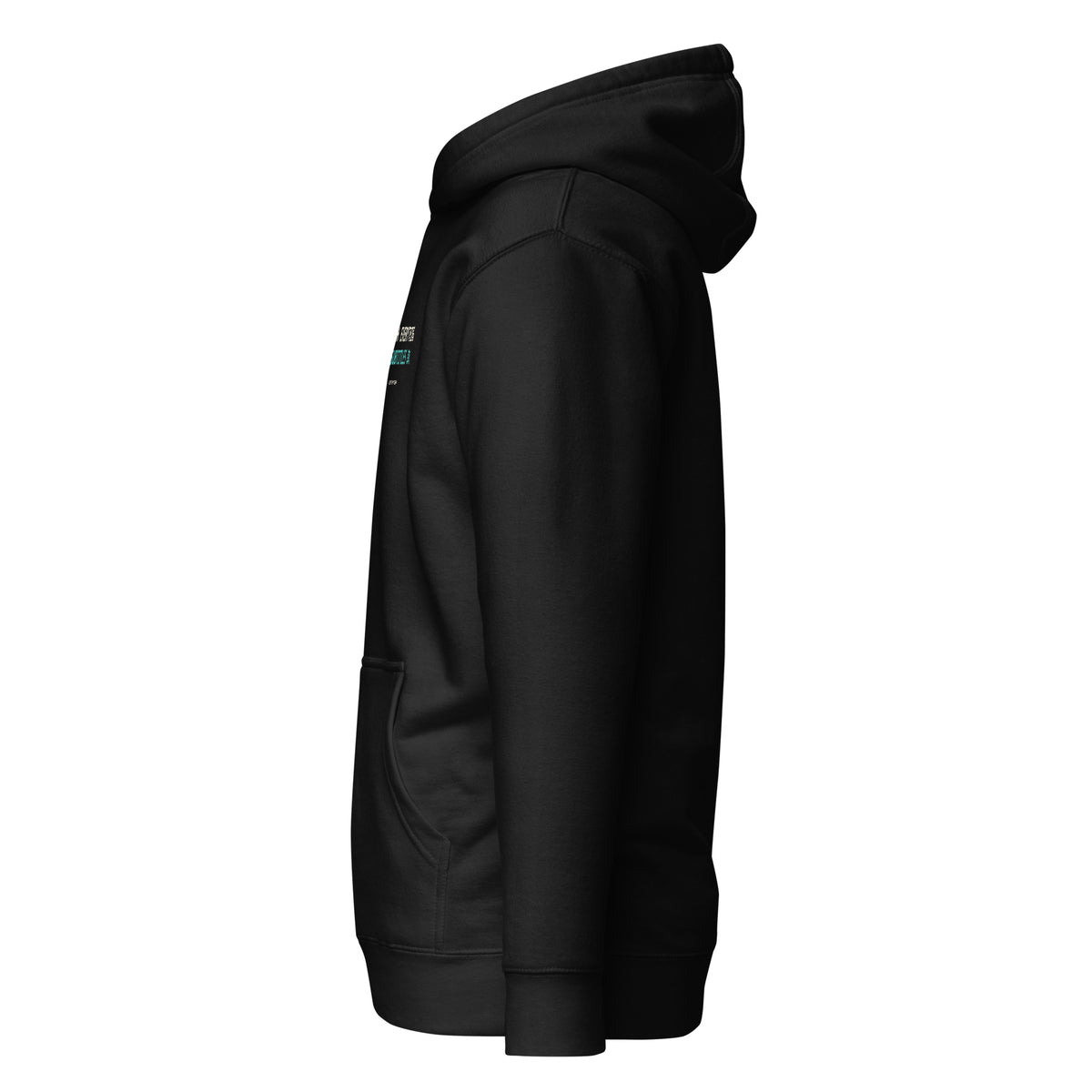Subtitles On Hoodie — Slept-On Cinema, black garment, product view 3